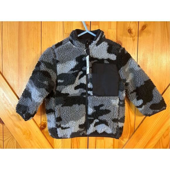 The Children’s Place zip up fleece black/gray camo NWT size 12 -18 months (4416) - Picture 1 of 5